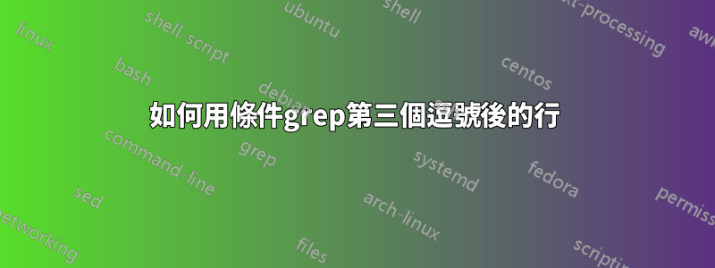 如何用條件grep第三個逗號後的行