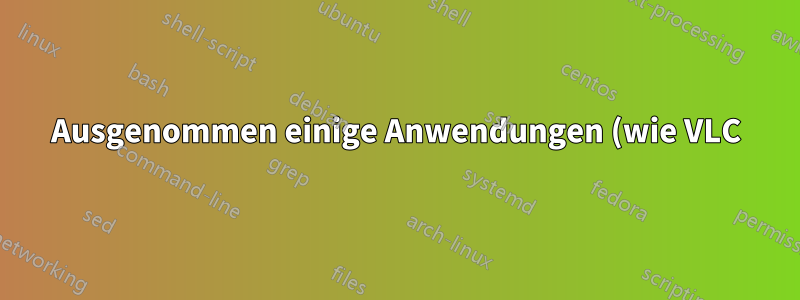 Ausgenommen einige Anwendungen (wie VLC) von der Verwendung des aktuellen GTK3-Themas