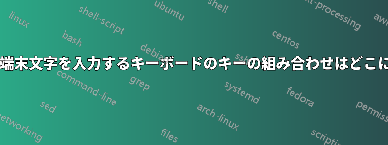 印刷できない端末文字を入力するキーボードのキーの組み合わせはどこにありますか?