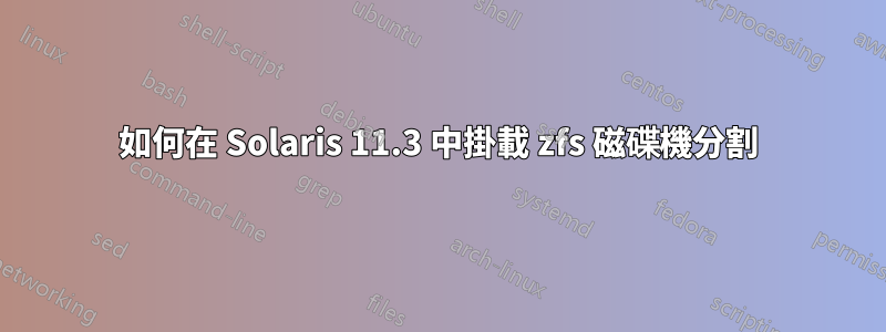 如何在 Solaris 11.3 中掛載 zfs 磁碟機分割