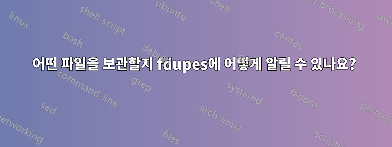 어떤 파일을 보관할지 fdupes에 어떻게 알릴 수 있나요?