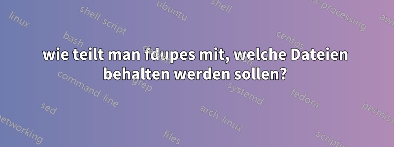 wie teilt man fdupes mit, welche Dateien behalten werden sollen?