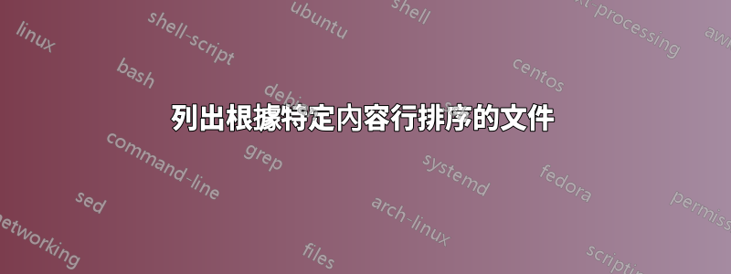 列出根據特定內容行排序的文件