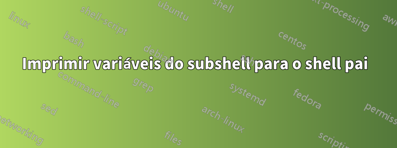 Imprimir variáveis ​​do subshell para o shell pai 