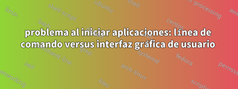 problema al iniciar aplicaciones: línea de comando versus interfaz gráfica de usuario