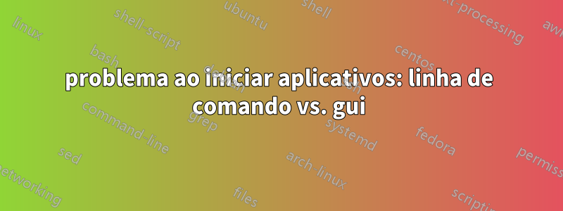 problema ao iniciar aplicativos: linha de comando vs. gui