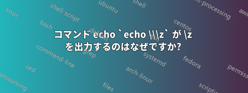 コマンド echo `echo \\\z` が \z を出力するのはなぜですか?