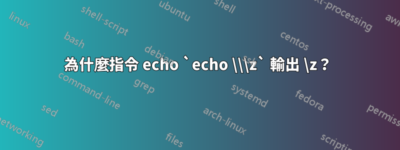 為什麼指令 echo `echo \\\z` 輸出 \z？