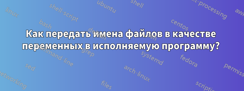Как передать имена файлов в качестве переменных в исполняемую программу?