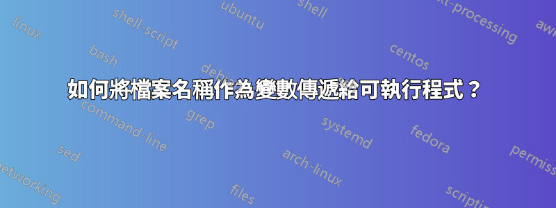 如何將檔案名稱作為變數傳遞給可執行程式？