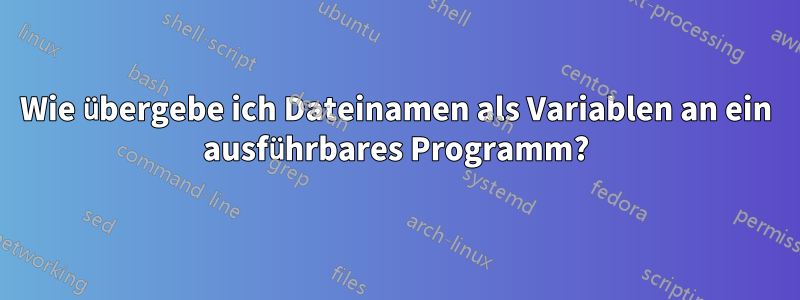 Wie übergebe ich Dateinamen als Variablen an ein ausführbares Programm?