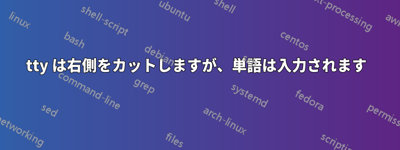 tty は右側をカットしますが、単語は入力されます 