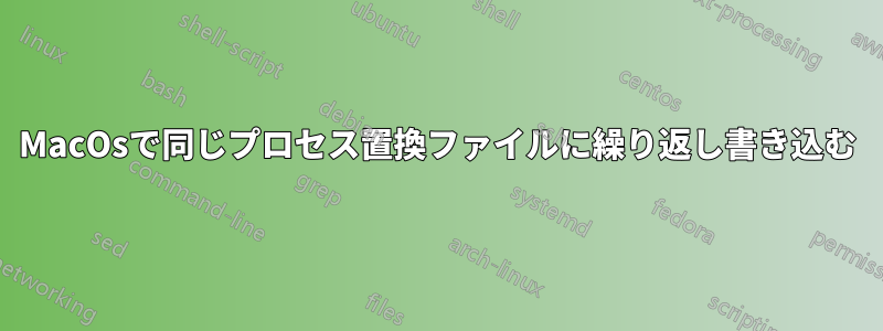MacOsで同じプロセス置換ファイルに繰り返し書き込む