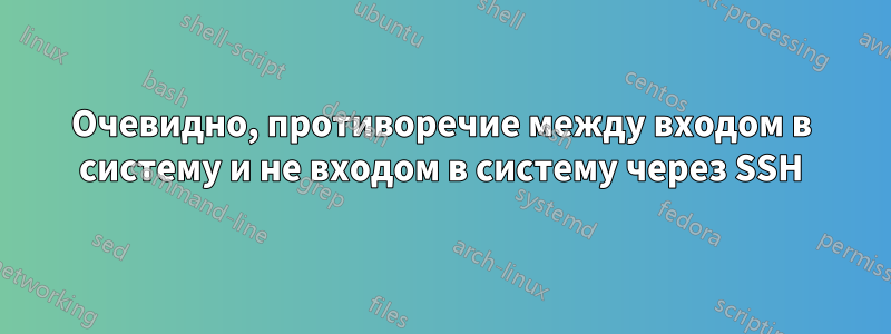 Очевидно, противоречие между входом в систему и не входом в систему через SSH