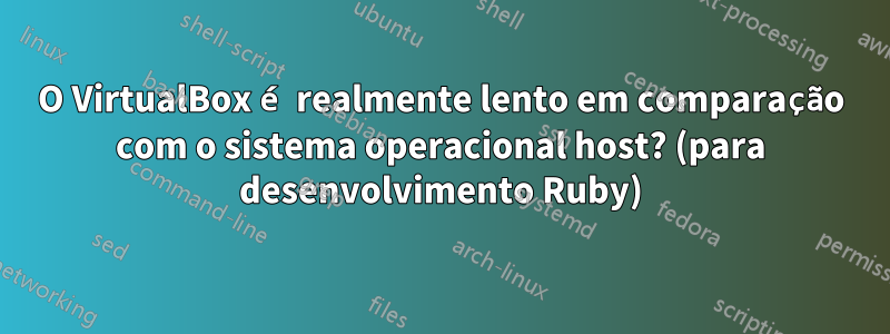 O VirtualBox é realmente lento em comparação com o sistema operacional host? (para desenvolvimento Ruby)