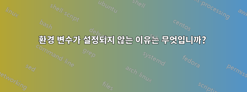 환경 변수가 설정되지 않는 이유는 무엇입니까?