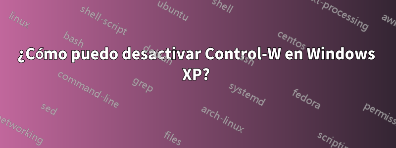 ¿Cómo puedo desactivar Control-W en Windows XP?