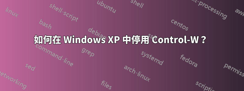 如何在 Windows XP 中停用 Control-W？