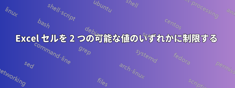 Excel セルを 2 つの可能な値のいずれかに制限する