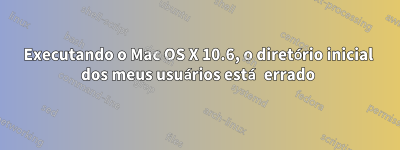 Executando o Mac OS X 10.6, o diretório inicial dos meus usuários está errado