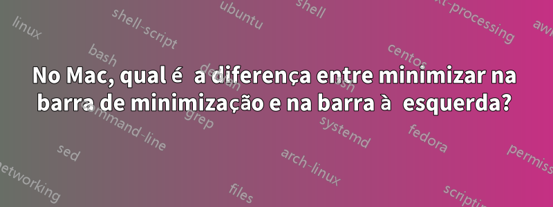 No Mac, qual é a diferença entre minimizar na barra de minimização e na barra à esquerda?