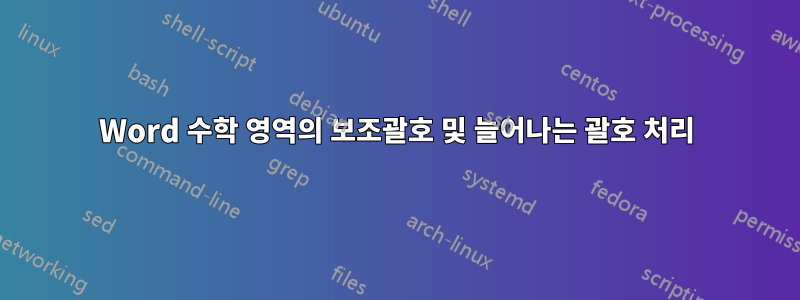 Word 수학 영역의 보조괄호 및 늘어나는 괄호 처리