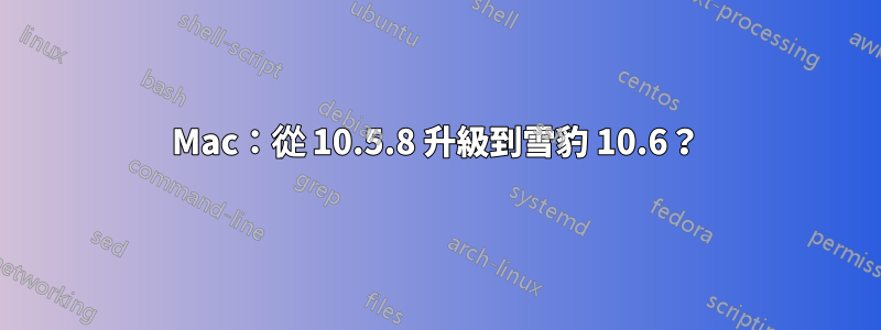 Mac:從 10.5.8 升級到雪豹 10.6?