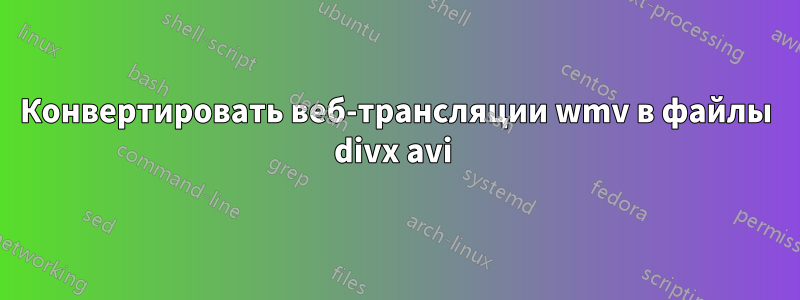 Конвертировать веб-трансляции wmv в файлы divx avi 