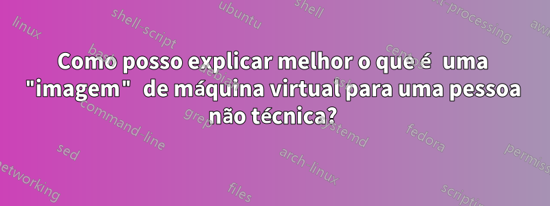 Como posso explicar melhor o que é uma "imagem" de máquina virtual para uma pessoa não técnica?