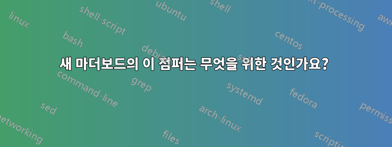 새 마더보드의 이 점퍼는 무엇을 위한 것인가요?