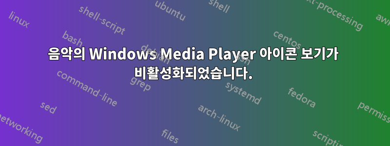 음악의 Windows Media Player 아이콘 보기가 비활성화되었습니다.