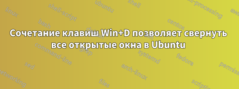 Сочетание клавиш Win+D позволяет свернуть все открытые окна в Ubuntu