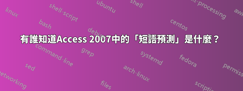 有誰知道Access 2007中的「短語預測」是什麼？
