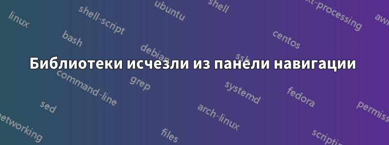Библиотеки исчезли из панели навигации