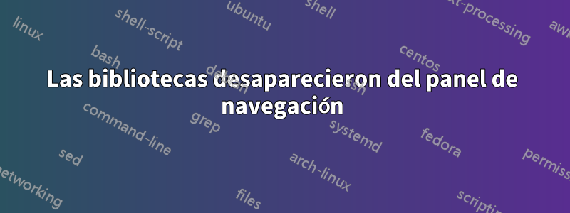 Las bibliotecas desaparecieron del panel de navegación