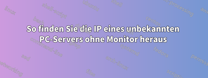 So finden Sie die IP eines unbekannten PC-Servers ohne Monitor heraus