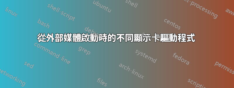 從外部媒體啟動時的不同顯示卡驅動程式