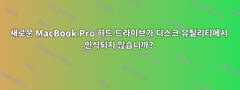 새로운 MacBook Pro 하드 드라이브가 디스크 유틸리티에서 인식되지 않습니까?