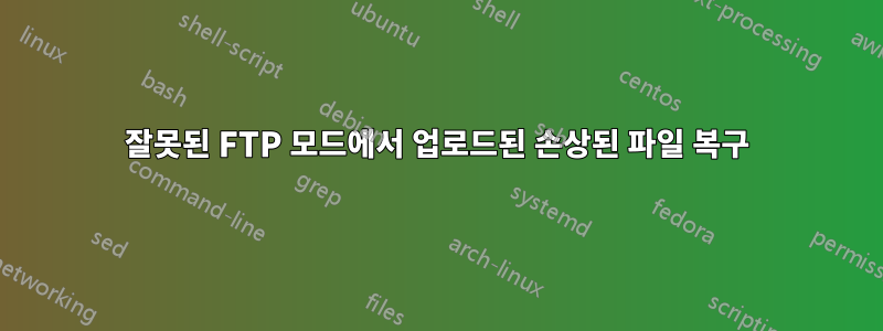 잘못된 FTP 모드에서 업로드된 손상된 파일 복구