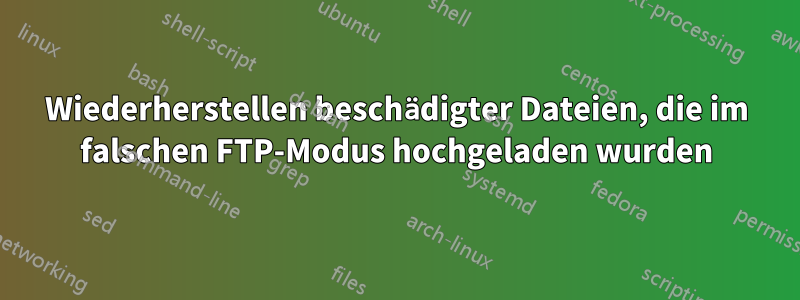Wiederherstellen beschädigter Dateien, die im falschen FTP-Modus hochgeladen wurden
