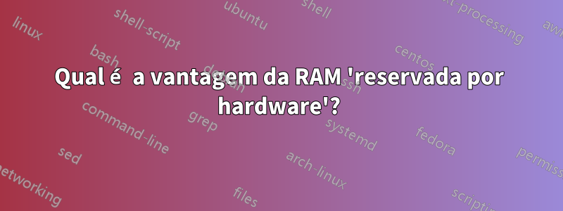 Qual é a vantagem da RAM 'reservada por hardware'?