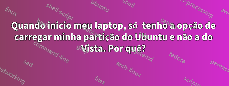 Quando inicio meu laptop, só tenho a opção de carregar minha partição do Ubuntu e não a do Vista. Por quê?