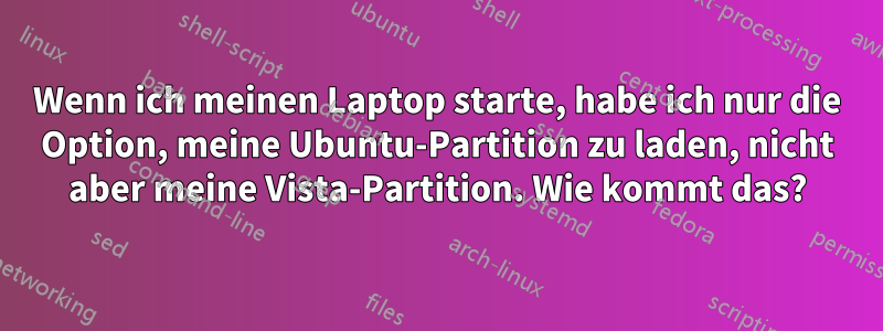 Wenn ich meinen Laptop starte, habe ich nur die Option, meine Ubuntu-Partition zu laden, nicht aber meine Vista-Partition. Wie kommt das?