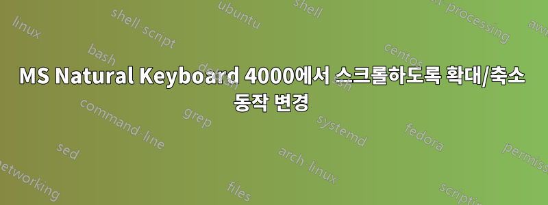 MS Natural Keyboard 4000에서 스크롤하도록 확대/축소 동작 변경