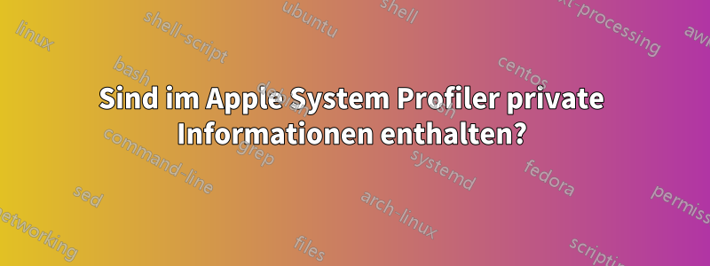 Sind im Apple System Profiler private Informationen enthalten?