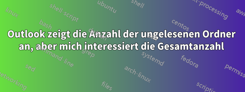 Outlook zeigt die Anzahl der ungelesenen Ordner an, aber mich interessiert die Gesamtanzahl