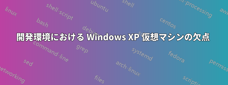 開発環境における Windows XP 仮想マシンの欠点