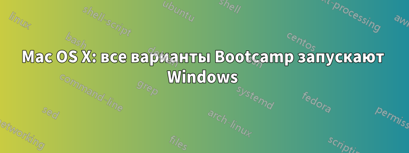 Mac OS X: все варианты Bootcamp запускают Windows