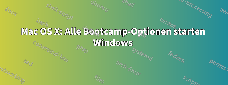 Mac OS X: Alle Bootcamp-Optionen starten Windows