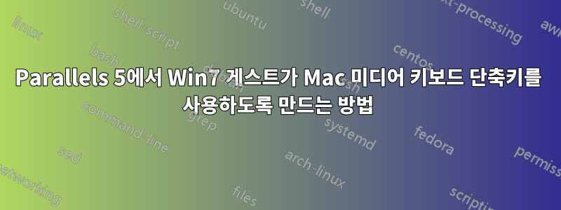 Parallels 5에서 Win7 게스트가 Mac 미디어 키보드 단축키를 사용하도록 만드는 방법